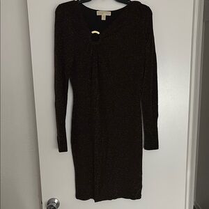 Michael Kors Black Sparkle Long Sleeve Dress